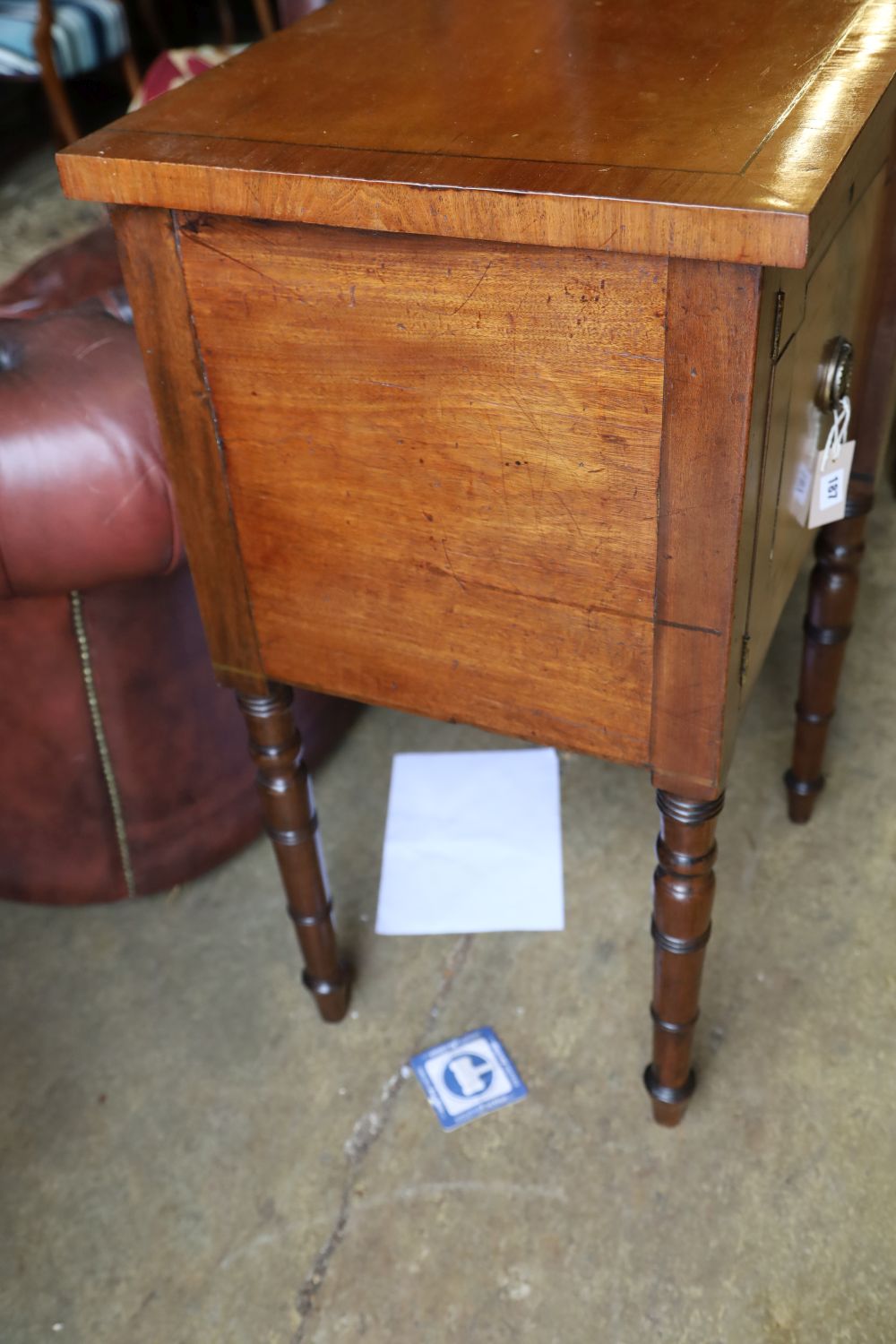 A Georgian mahogany breakfront sideboard, width 175cm, depth 51cm, height 92cm